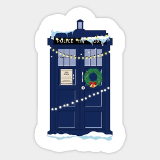 Christmas Doctor Who Police Box Tardis Sticker